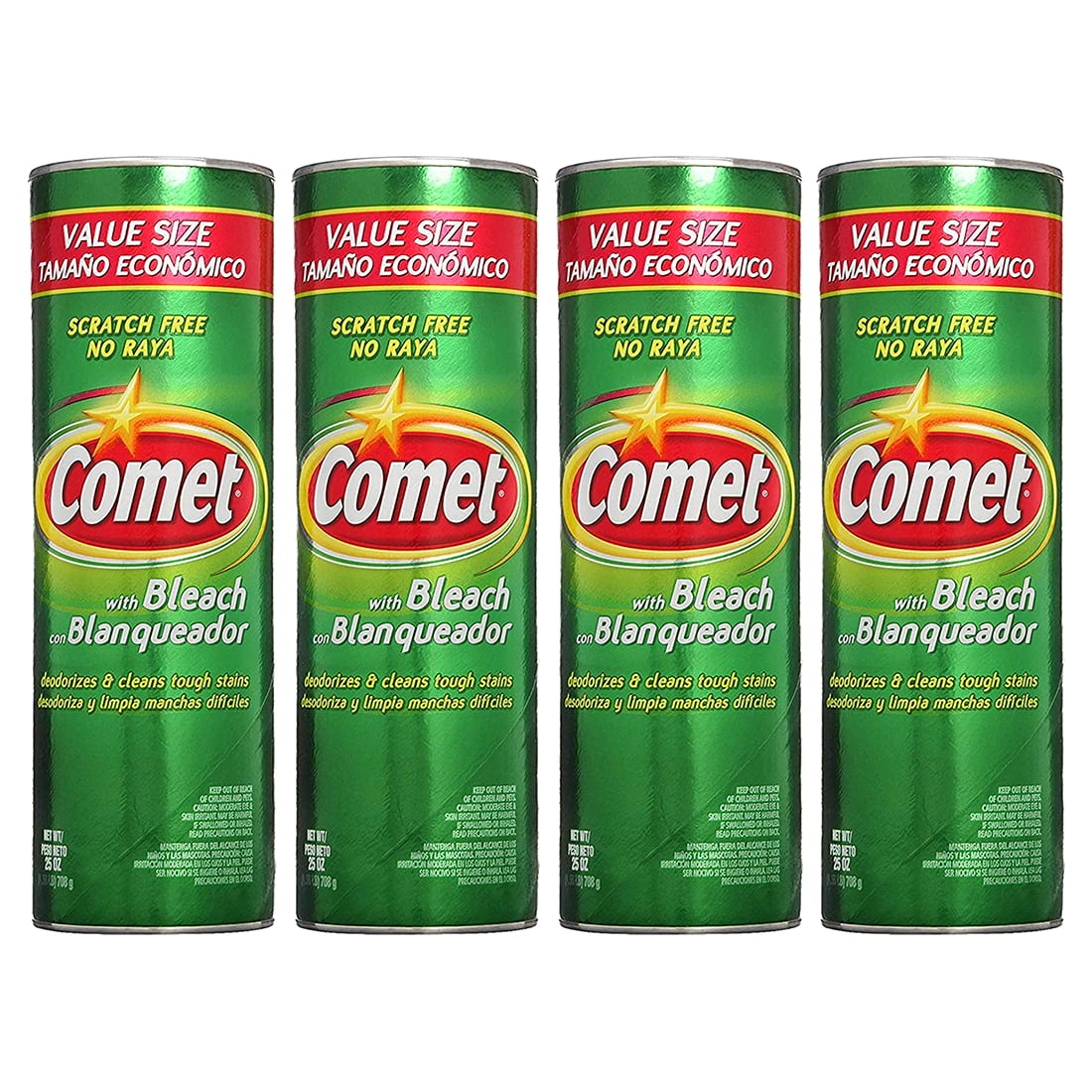 Comet Cleaner with Bleach Powder 25-Ounces | Scratch-Free | (Value Pack of 4-Units)