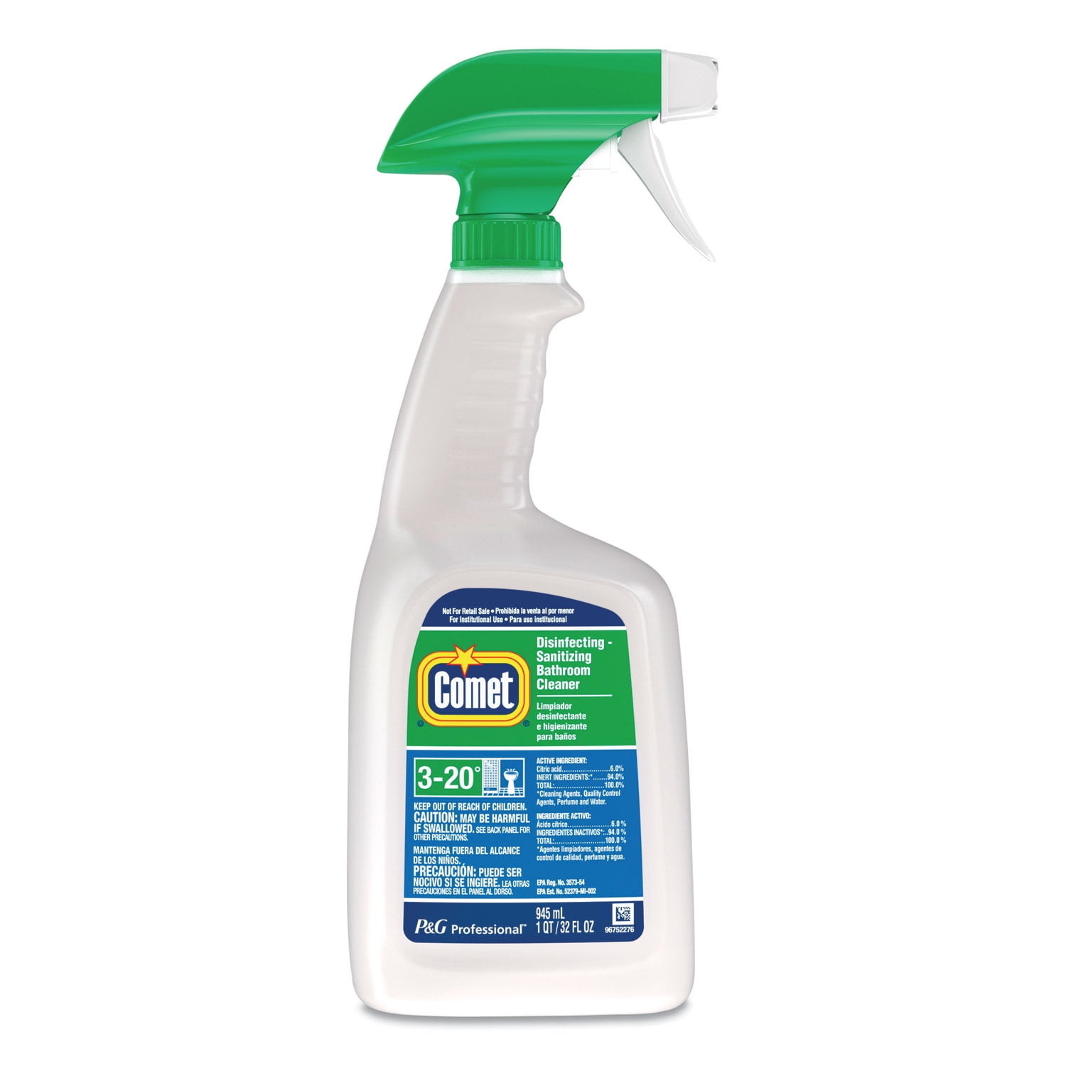 Comet DisinfectingSanitizing Bathroom Cleaner, 32 oz Trigger Spray Bottle, 6/Carton
