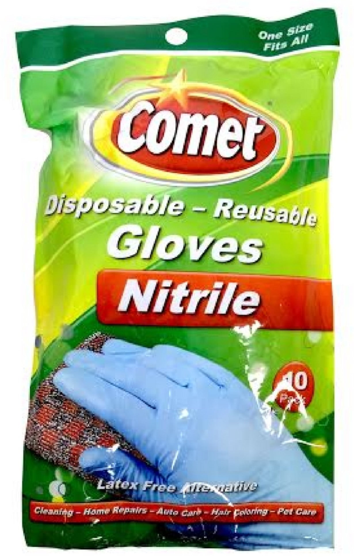 Comet Disposable Reusable Gloves, One Size Fits All 10 ea