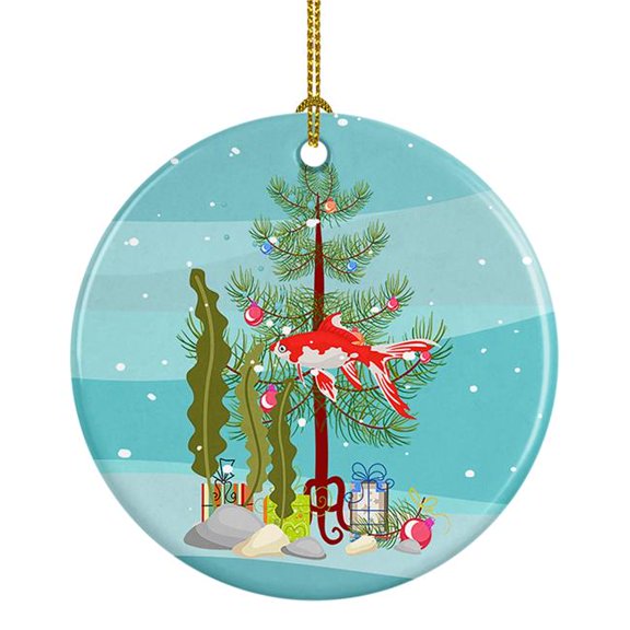 Comet Goldfish Merry Christmas Ceramic Ornament 2.8 in x 2.8 in