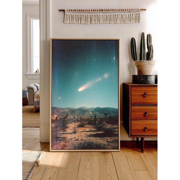 Comet Over Joshua Tree Desert Night Sky Photography Print €” Meteor Landscape Poster On Matte Paper UNFRAMED Poster, Wall Art for Decor, Present, 8x12