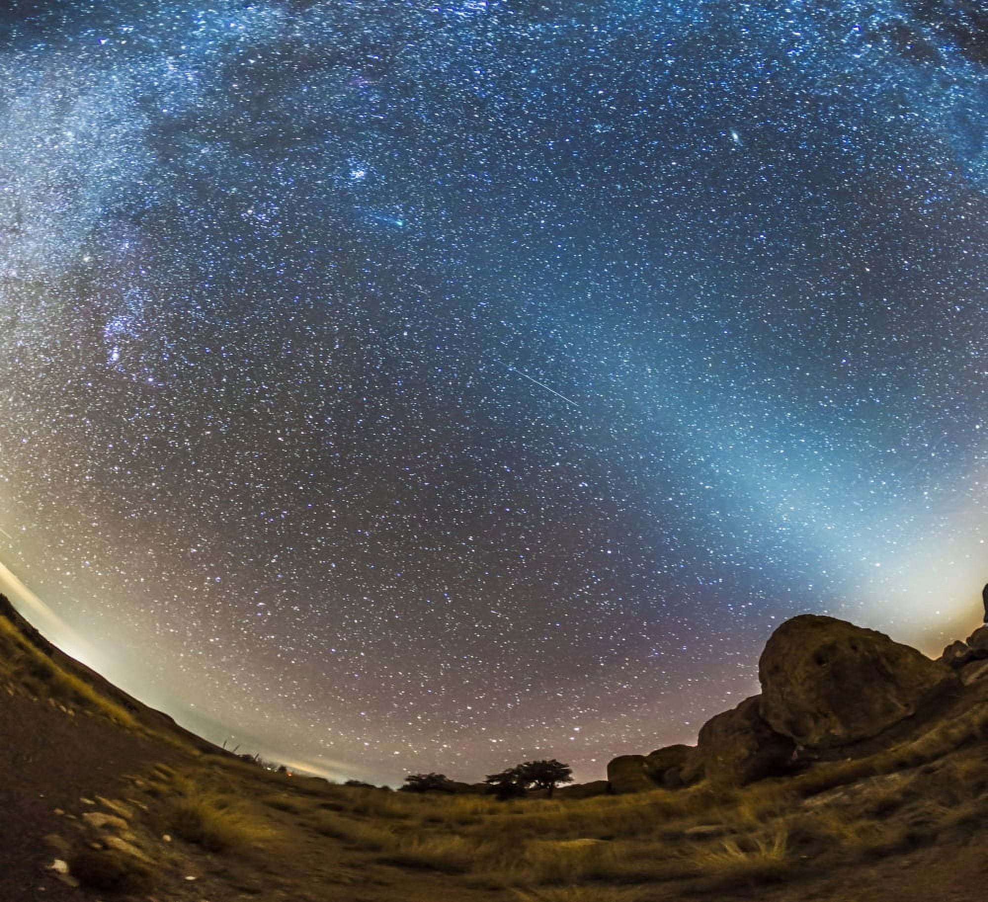 Comet Lovejoy and zodiacal light in City of Rocks State Park New Mexico Canvas Art - Alan DyerStocktrek Images (30 x 27)
