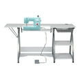 thumbnail image 1 of Sew Ready Comet Plus Hobby/Office/Sewing Desk with Fold-Down Top, Height Adjustable Platform, Bottom Storage Shelf and Metal Drawer, 1 of 16