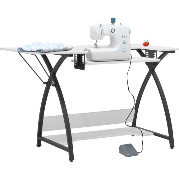 Comet Plus Hobby and Sewing Table with Side and Lower Shelf - Can Also Be Used as Computer Desk