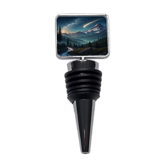 Comet Shooting Star In The Night Sky Over Mountains Wine Bottle Stopper Cap Plug