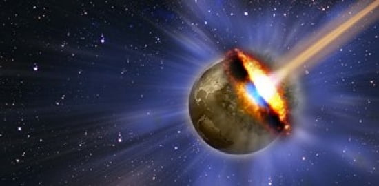 Comet hitting earth Canvas Art - Panoramic Images (24 x 12)