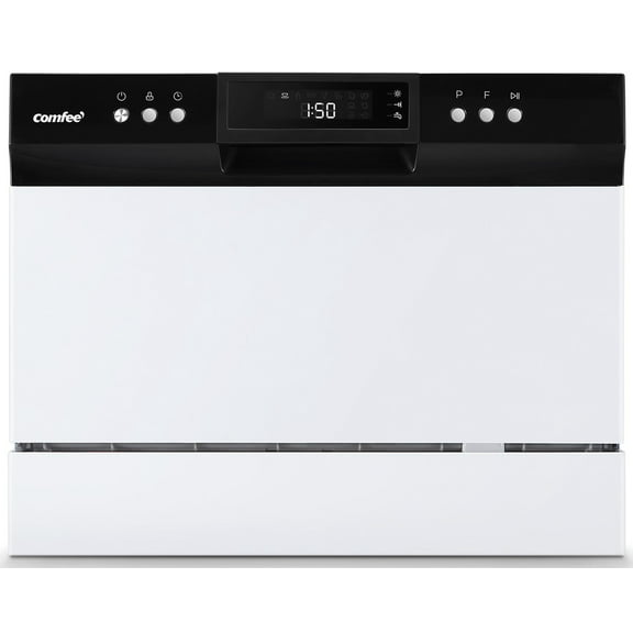 Comfee 6-Place Setting EnergyStar Compact Countertop Dishwasher with 8 Cleaning Settings, CDC22P1AWW, White