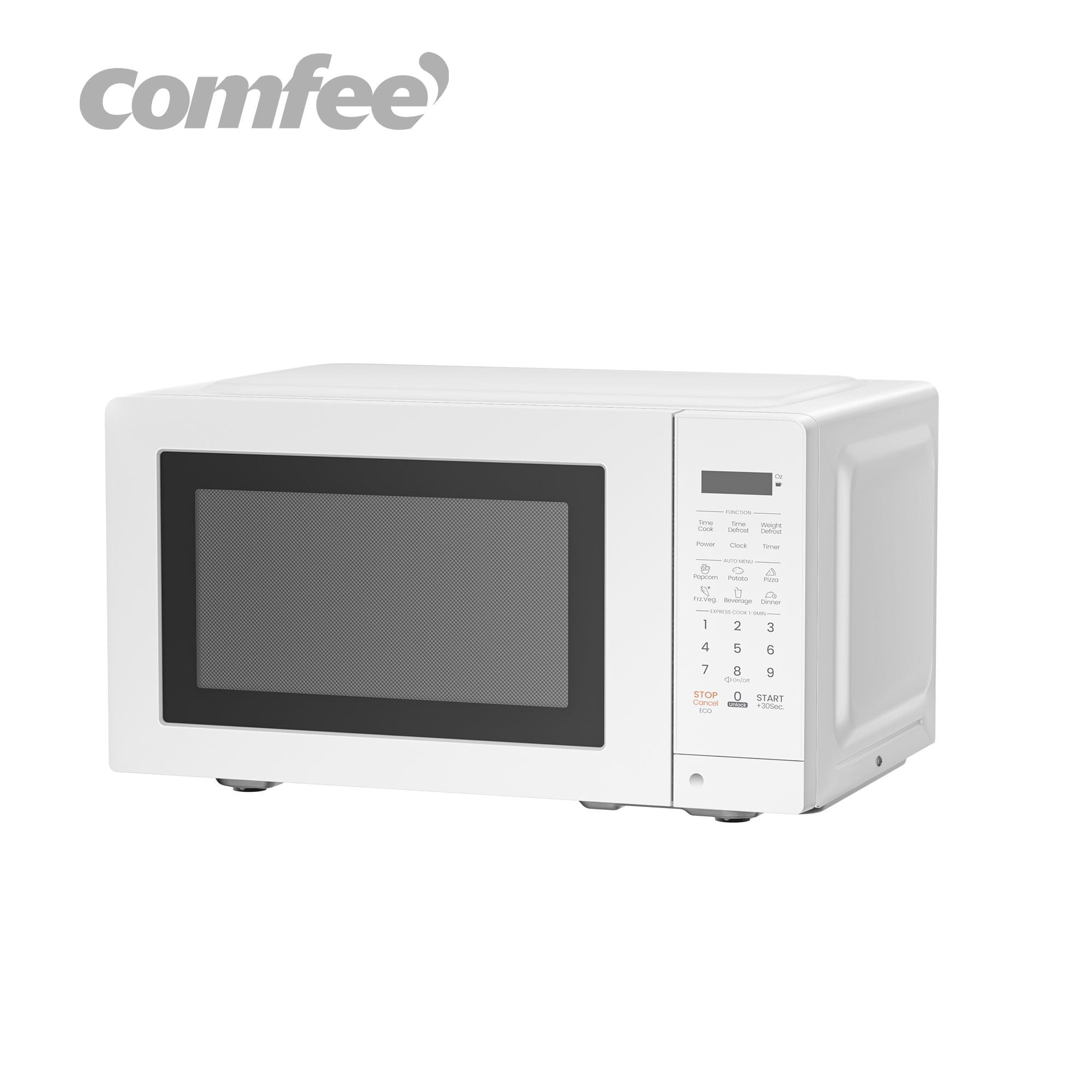 Comfee' Compact 700W Countertop Microwave Oven, 0.7 Cu Ft, Mute Function, Eco Mode, and Easy One-Touch Buttons, Ideal for Daily Cooking Needs, White