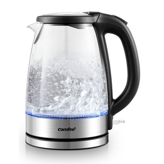 Comfee Glass Electric Kettle 1.7L, Hot Water Boiler with Auto Shut Off & Temperature Control