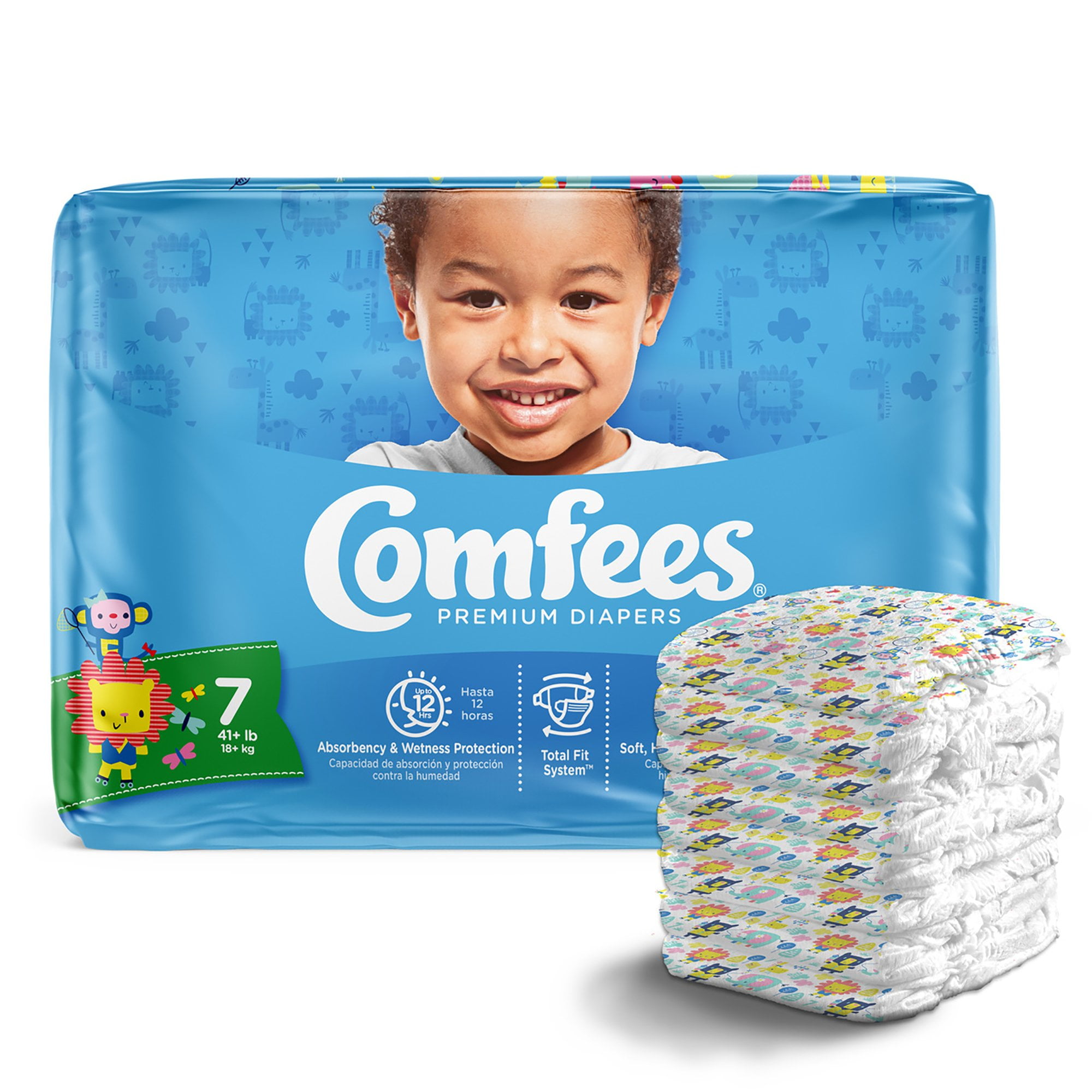 Comfees Baby Baby Diaper Size 7, 12 hour protection, over 41 lbs., 20  Count, 4 Packs, 80 Total 