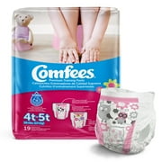 Comfees Training Pants for Girls, DriNite 12-hr Leakage Protection, 4T-5T over 38 lbs, 19 Count, 6 Packs, 114 Total