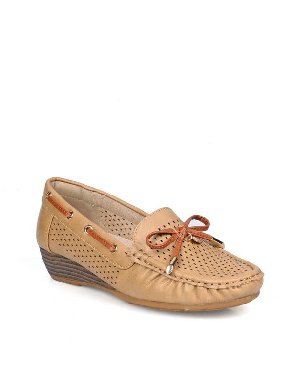 Comfeite Perforated Women's Bow Loafers - Walmart.com