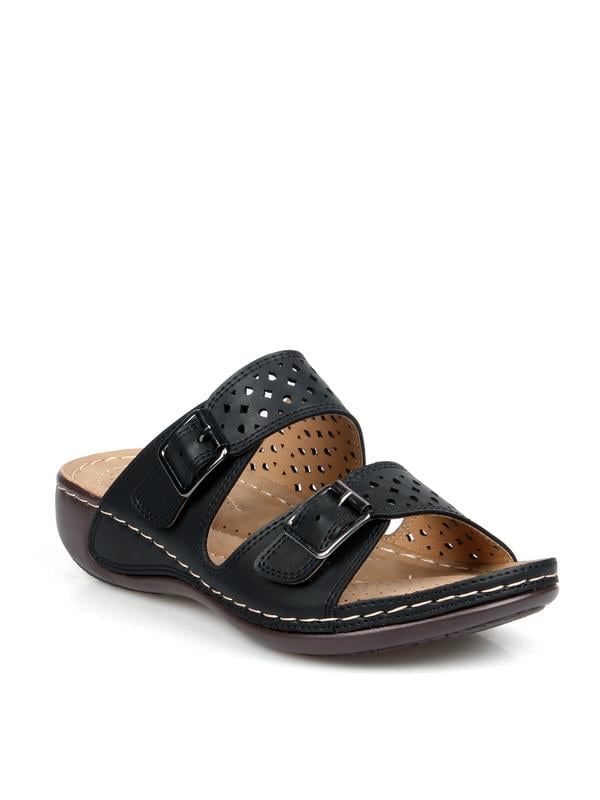 Comfeite Perforated Women's Comfort Sandals in Black - Walmart.com