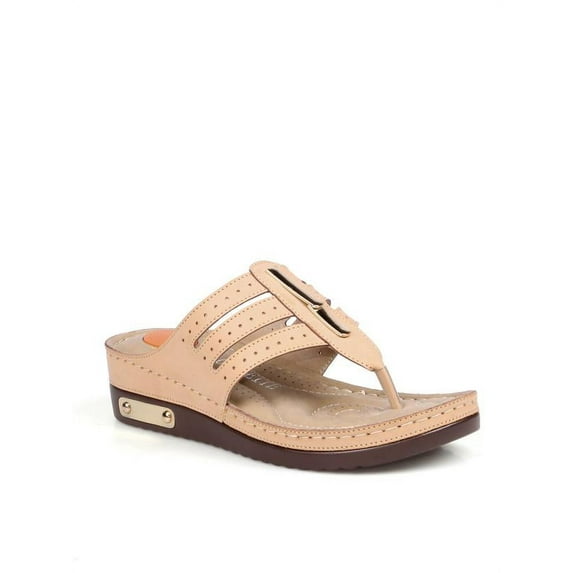 Comfeite Slip On Women's Thong Sandals in Camel