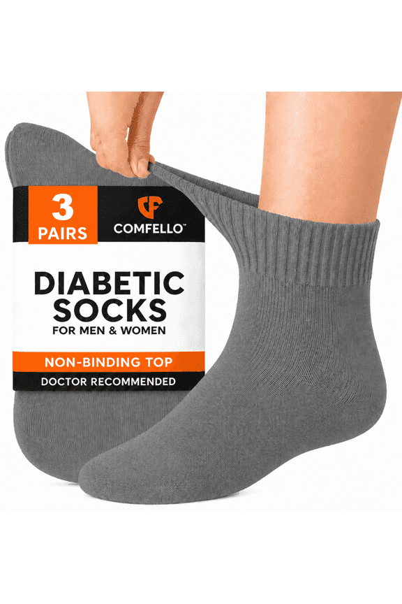 Circulatory Diabetic Ankle Socks for Men & Women – 3-Pack – Non-Binding, Extra Wide Moisture Wicking Cotton Socks