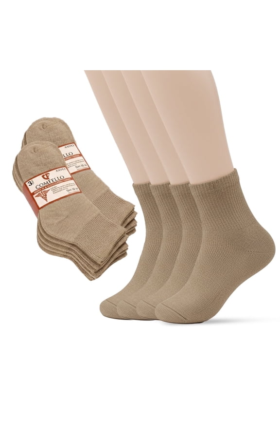 Circulatory Diabetic Ankle Socks for Men & Women – Non-Binding, Extra Wide Moisture Wicking Cotton Socks 12-Pack