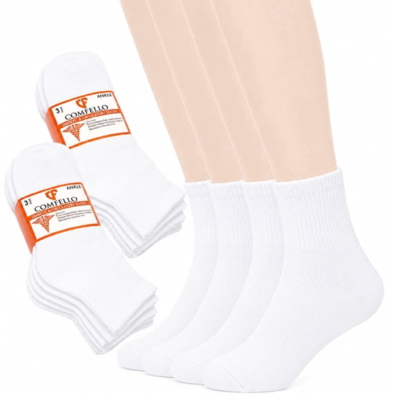Comfello Circulatory Diabetic Ankle Socks for Men & Women – 3-Pack – Non-Binding, Extra Wide Moisture Wicking Cotton Socks