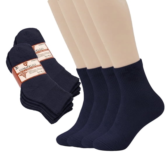 Comfello Circulatory Diabetic Ankle Socks for Men & Women – Non-Binding, Extra Wide Moisture Wicking Cotton Socks 12-Pack
