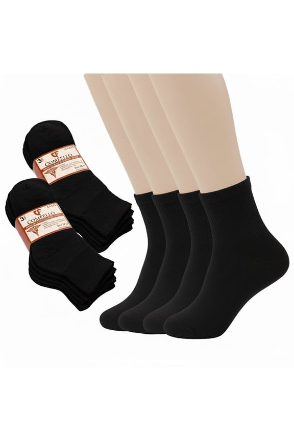 Circulatory Diabetic Ankle Socks for Men & Women, Non-Binding, Moisture Wicking  6-Pack