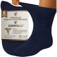 thumbnail image 1 of Comfello Diabetic Quarter Socks for Men & Women Non Binding Seamless Extra Wide Socks 6 Pairs, 1 of 7