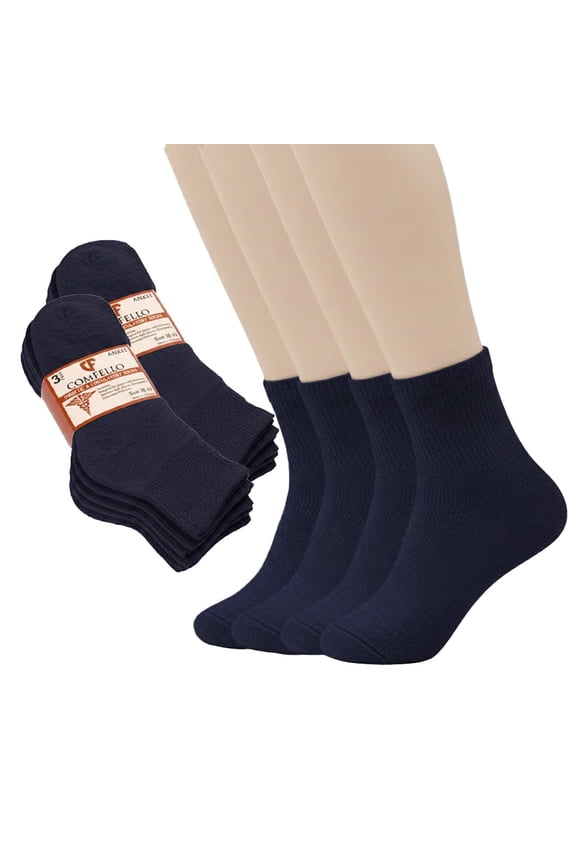 Circulatory Diabetic Ankle Socks for Men & Women, Non-Binding, Moisture Wicking 6-Pack