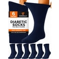 thumbnail image 1 of Comfello Diabetic Socks Crew for Men & Women – 6 Pairs of Non-Binding Moisture-Wicking Neuropathy Socks, 1 of 8