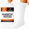 thumbnail image 1 of Comfello Circulatory Diabetic Crew Socks for Men & Women – 3-Pack – Non-Binding, Extra Wide Moisture Wicking Cotton Socks, 1 of 6