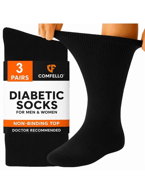 Diabetic Socks for Men & Women Non Binding Seamless Extra Wide Crew Socks 3 Pairs