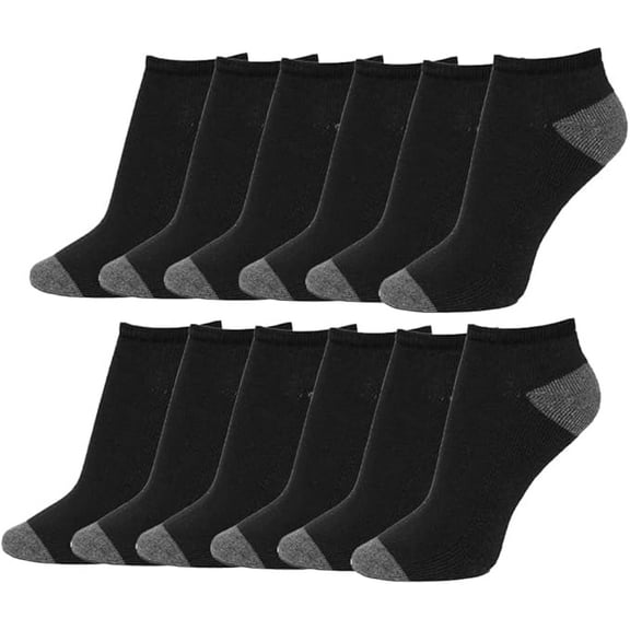 Comfello Men's Athletic Low Cut Ankle Socks, Dry Fit & Breathable - Arch Support - Moisture-Wicking -Cushioned 12-Pack