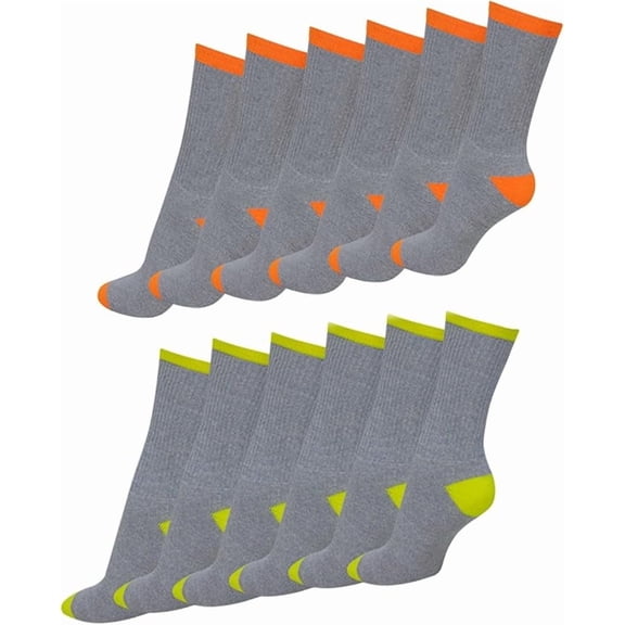 Comfello Men’s Cushion Crew Work Socks, Reinforced Heel & Toe, Moisture Wicking Assorted 12 Pack