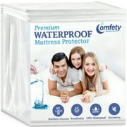 Comfety Waterproof Mattress Protector - Luxury Soft Leak-Proof Mattress Cover - Hypoallergenic, Breathable, Crinkle Free Noiseless