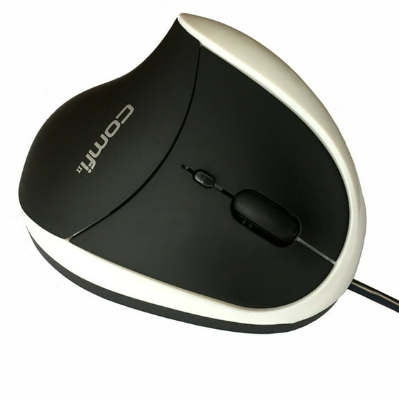 Comfi USB White Ergonomic Mouse By Ergoguys - Optical - Cable - White - USB - 1000 dpi - 5 Button(s) - Right-handed