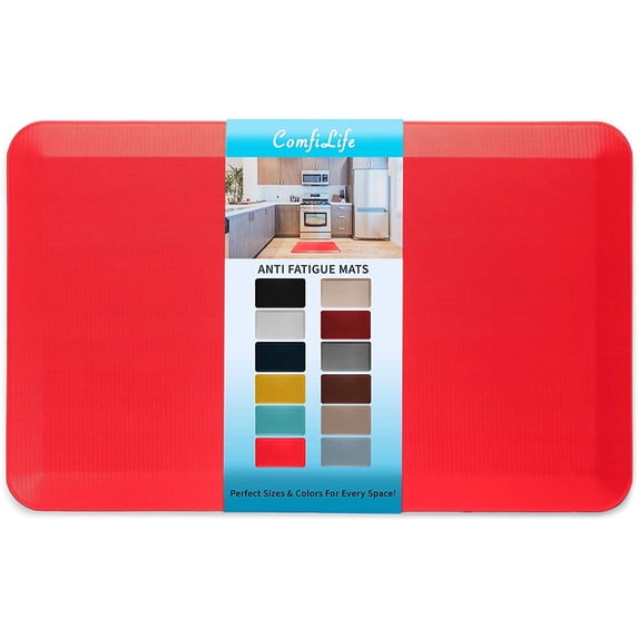 ComfiLife Anti Fatigue Durable Floor Mat for Kitchen, Standing Desk, Home, Office, Garage 20" x 32" Scarlet Orange