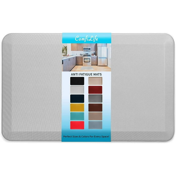 ComfiLife Anti Fatigue Durable Floor Mat for Kitchen, Standing Desk, Home, Office, Garage 20" x 39" Silver
