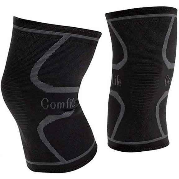 ComfiLife Compression Knee Sleeves - Knee Support Brace for Running, Crossfit, Powerlifting, Workout, Meniscus Tear, Arthritis, ACL, MCL - Breathable Non-Slip Comfort,Medium, Black - Pair