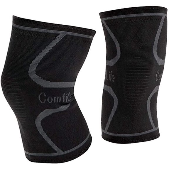 ComfiLife Compression Knee Sleeves - Knee Support Brace for Running, Crossfit, Powerlifting, Workout, Meniscus Tear, Arthritis, ACL, MCL - Breathable Non-Slip Comfort, Small, Black - Pair