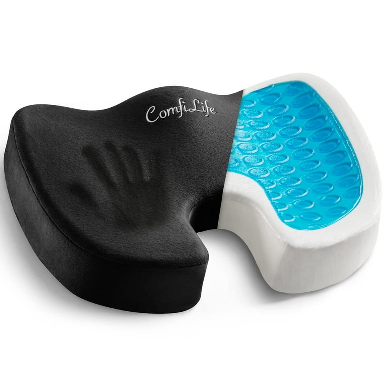 ComfiLife Gel Enhanced Seat Cushion - Non-Slip Orthopedic Gel & Memory Foam  Coccyx Cushion for Tailbone Pain - Office Chair Car Seat Cushion - Sciatica  & Back Pain Relief (Black) 