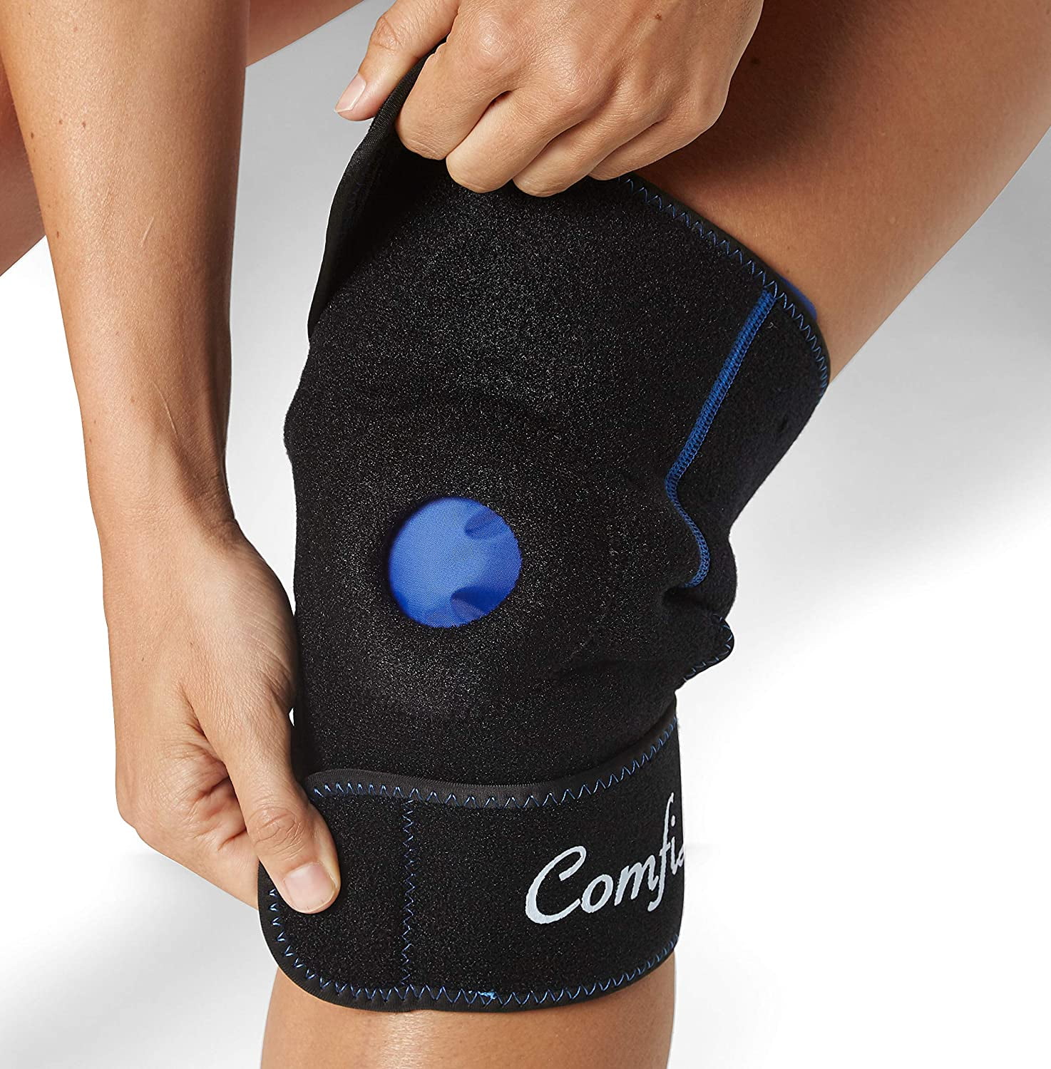 ComfiLife Knee Ice Pack with Wrap &ndash; Knee Brace &ndash; Reusable Hot &amp; Cold Therapy Gel Pack &ndash; Adjustable Compression Support for Injuries, Knee Pain, Knee Surgery, Arthritis, Meniscus