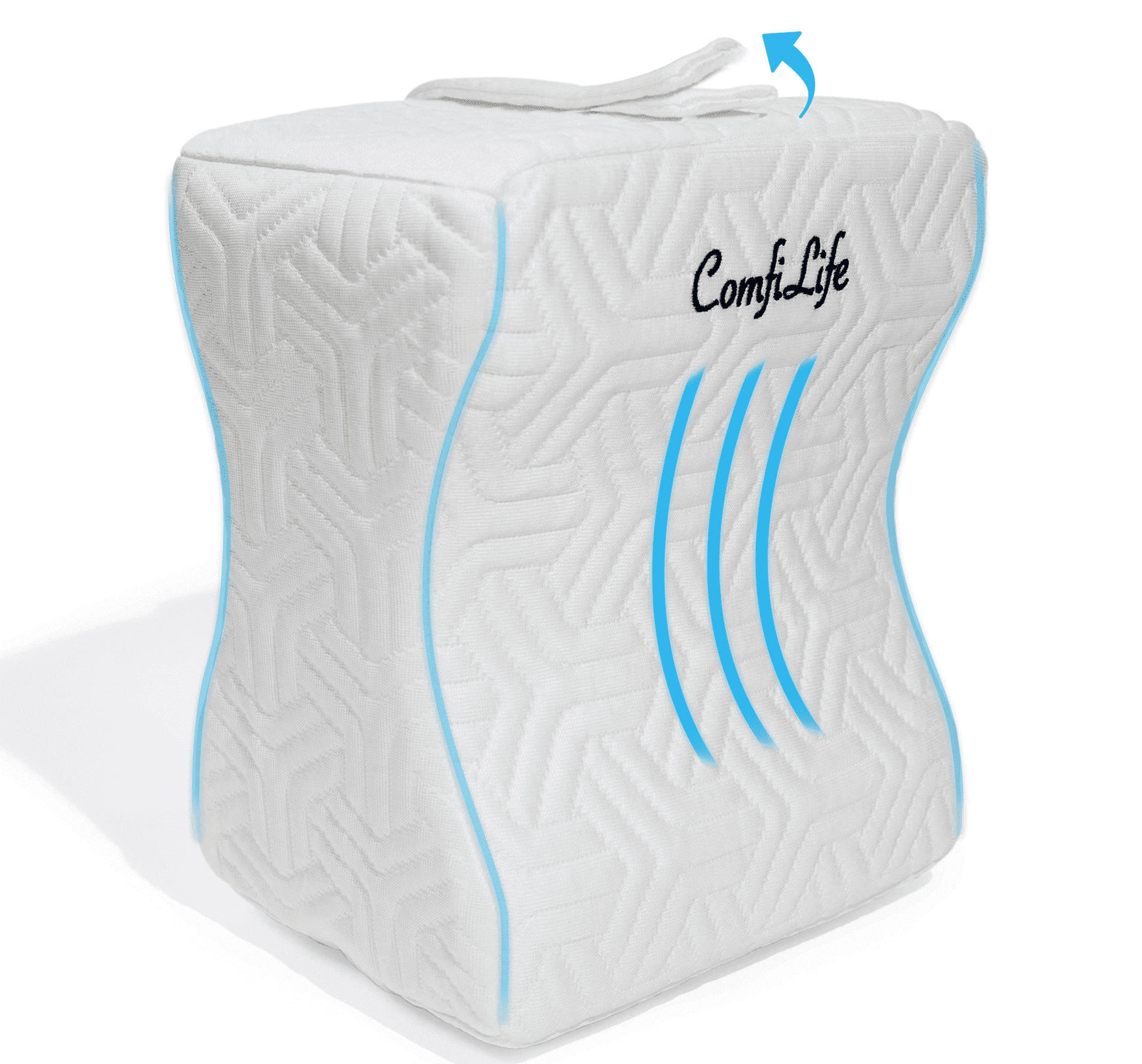 ComfiLife Breathable Orthopedic High Density Memory Foam Knee Pillow with Cooling Fabric for Side Sleepers