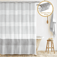 thumbnail image 1 of ComfiTime 13-Piece Tassel Shower Curtain Set with Hooks – Heavy-Duty Fabric Cloth, Boho Farmhouse Bathroom Curtain, Striped Hotel Luxury Linen, Water-Repellent, Machine-Washable, 72” x 72”, Gray, 1 of 13