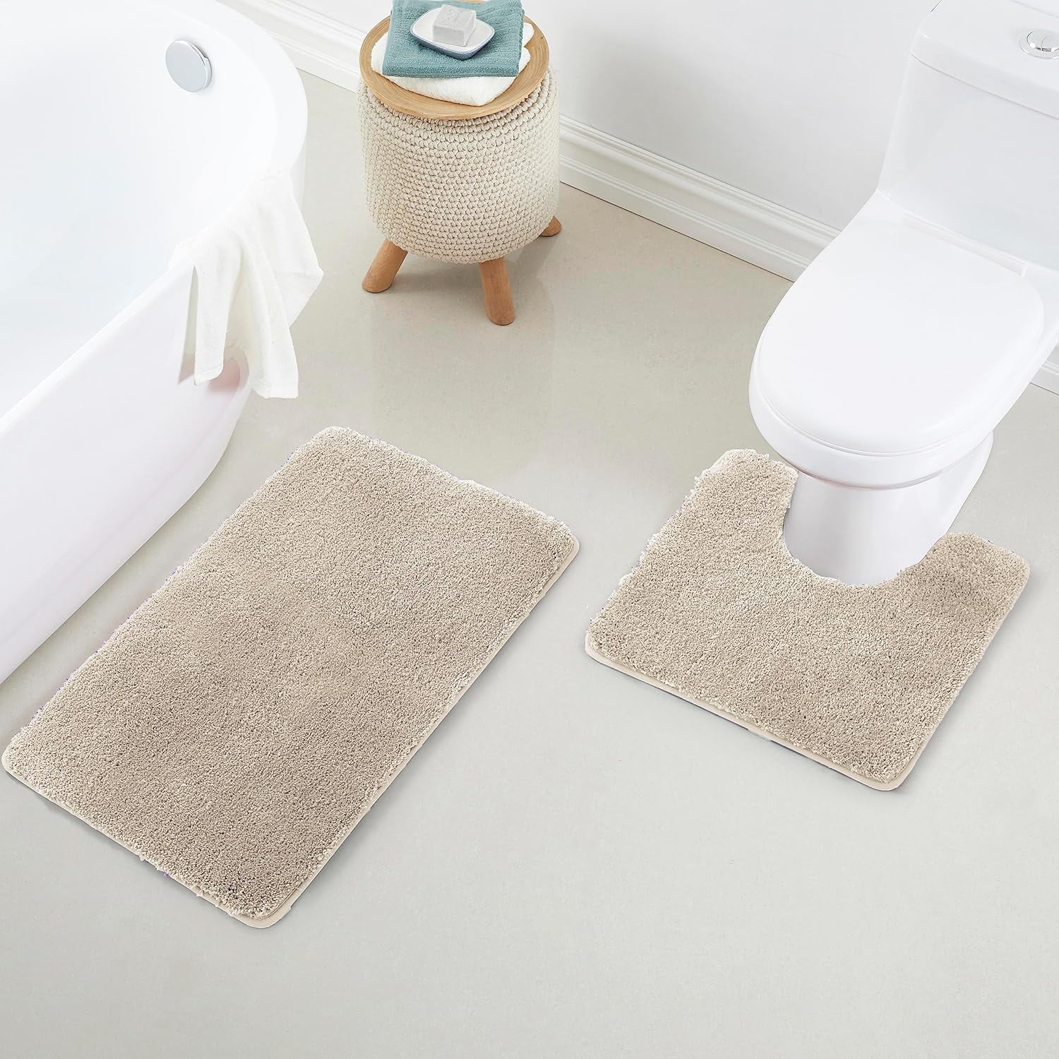 ComfiTime 2 Piece Bathroom Rugs Set Thick Memory Foam, NonSlip Bath