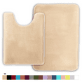 thumbnail image 1 of ComfiTime 2 Piece Bathroom Rugs Set – Thick Memory Foam, Non-Slip Bath Mat, Soft Plush Velvet Top, Ultra Absorbent, Small, Large & Long Rugs for Bathroom Floor, Beige, 20*32 & Contour Rug, 1 of 11