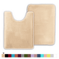 thumbnail image 1 of ComfiTime 2 Piece Bathroom Rugs Set – Thick Memory Foam, Non-Slip Bath Mat, Soft Plush Velvet Top, Ultra Absorbent, Small, Large & Long Rugs for Bathroom Floor, Beige, 17*24 & Contour Rug, 1 of 11