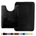 thumbnail image 1 of ComfiTime 2 Piece Bathroom Rugs Set – Thick Memory Foam, Non-Slip Bath Mat, Soft Plush Velvet Top, Ultra Absorbent, Small, Large & Long Rugs for Bathroom Floor, Black, 20*32 & Contour Rug, 1 of 11