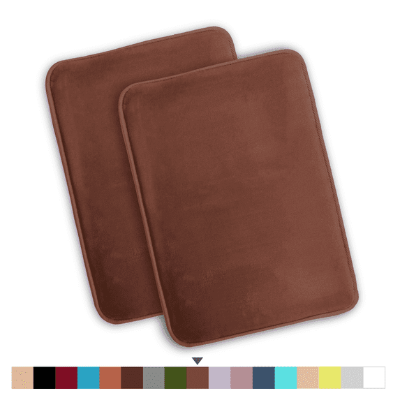 ComfiTime 2 Piece Bathroom Rugs Set – Thick Memory Foam, Non-Slip Bath Mat, Soft Plush Velvet Top, Ultra Absorbent, Small, Large & Long Rugs for Bathroom Floor, Brown, 17*24, 2PCS