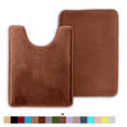 thumbnail image 1 of ComfiTime 2 Piece Bathroom Rugs Set – Thick Memory Foam, Non-Slip Bath Mat, Soft Plush Velvet Top, Ultra Absorbent, Small, Large & Long Rugs for Bathroom Floor, Brown, 17*24 & U, 1 of 10