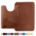 thumbnail image 1 of ComfiTime 2 Piece Bathroom Rugs Set – Thick Memory Foam, Non-Slip Bath Mat, Soft Plush Velvet Top, Ultra Absorbent, Small, Large & Long Rugs for Bathroom Floor, Brown, 20*32 & U, 1 of 11