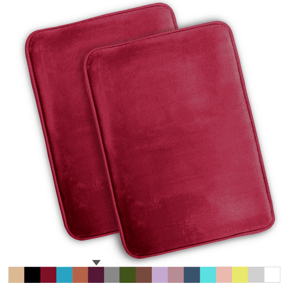 ComfiTime 2 Piece Bathroom Rugs Set – Thick Memory Foam, Non-Slip Bath Mat, Soft Plush Velvet Top, Ultra Absorbent, Small, Large & Long Rugs for Bathroom Floor, Burgundy, 22*42, 2PCS