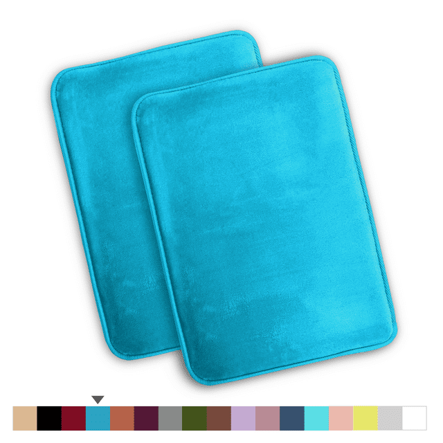 ComfiTime 2 Piece Bathroom Rugs Set – Thick Memory Foam, Non-Slip Bath Mat, Soft Plush Velvet Top, Ultra Absorbent, Small, Large & Long Rugs for Bathroom Floor, Caribbean Sea, 17*24, 2PCS