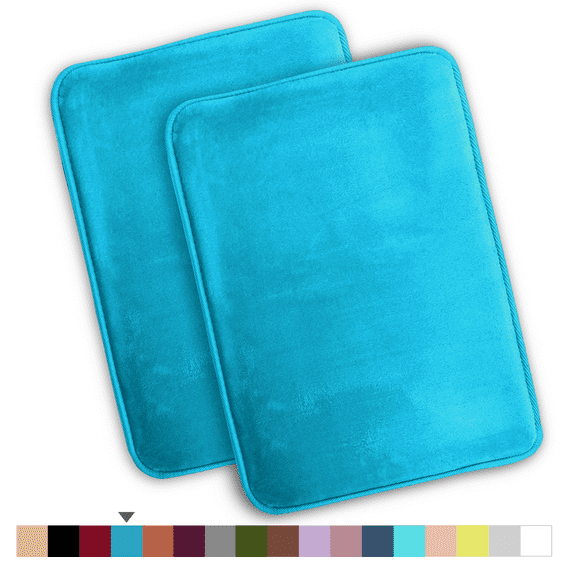ComfiTime 2 Piece Bathroom Rugs Set – Thick Memory Foam, Non-Slip Bath Mat, Soft Plush Velvet Top, Ultra Absorbent, Small, Large & Long Rugs for Bathroom Floor, Caribbean Sea, 22*42, 2PCS